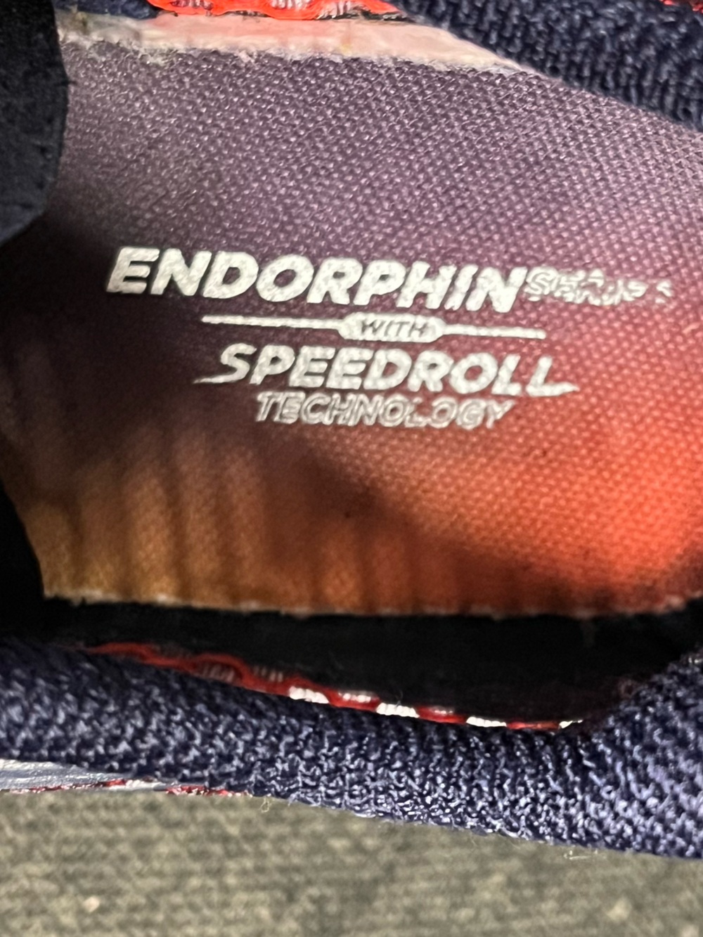 Saucony Endorphin Pro Orange and Navy Mesh Running Sneakers - Picture 5 of 8